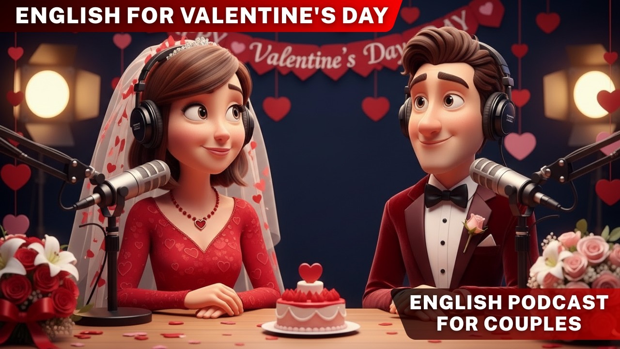 English Podcast For Valentine's Day  - Romantic Phrases and Conversation Practice