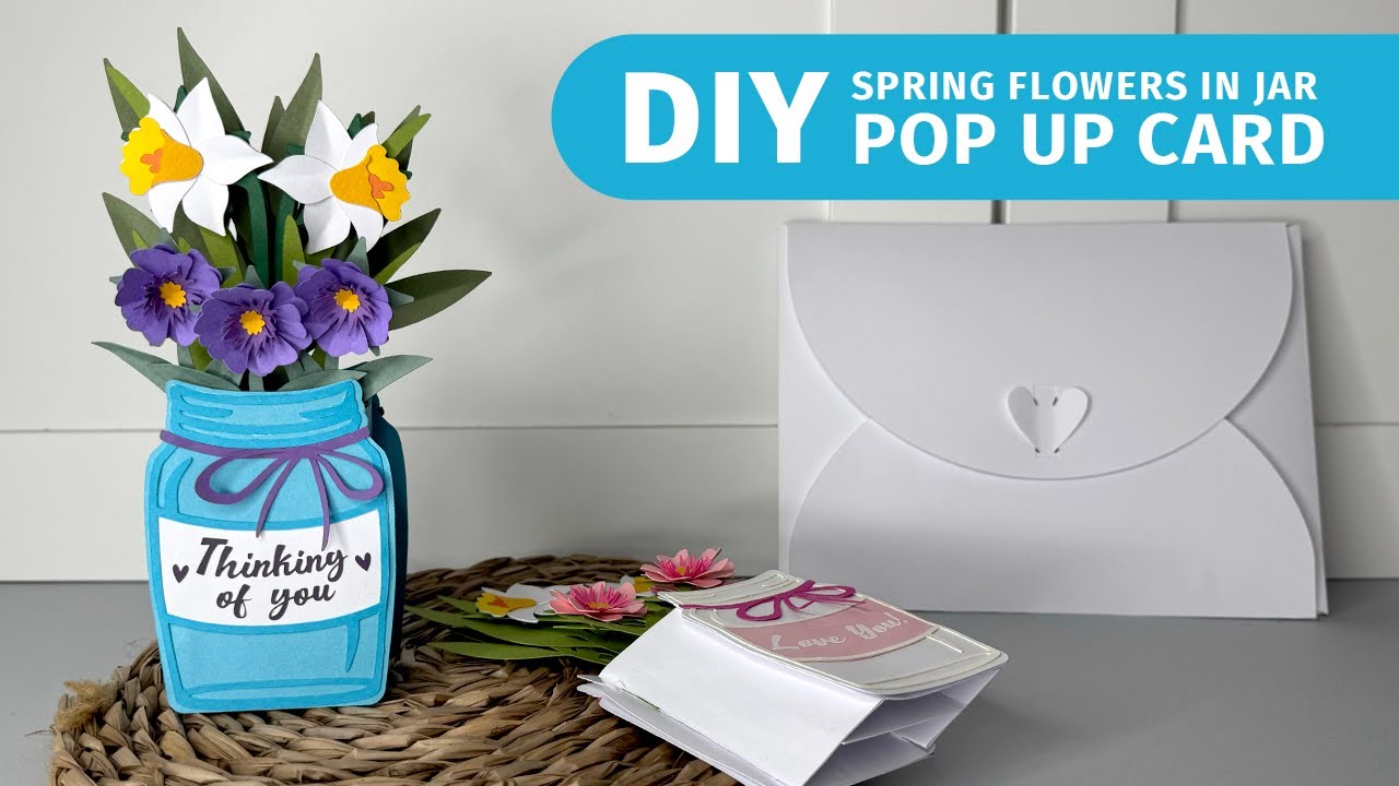 3D Spring Flowers in Jar DIY Pop Up Card | Assembly Tutorial | SVG Template