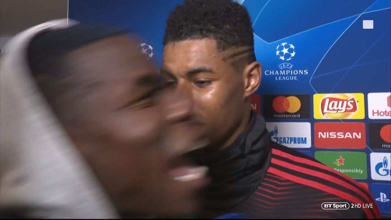 Paul Pogba GATECRASHES Rashford and Lukaku's interview after PSG win