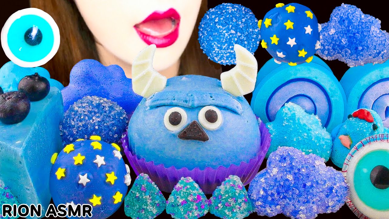 【ASMR】【RECIPE FOR CLOUD MARSHMALLOW】BLUE DESSERTS💙 MUKBANG 먹방 食べる音 EATING SOUNDS NO TALKING