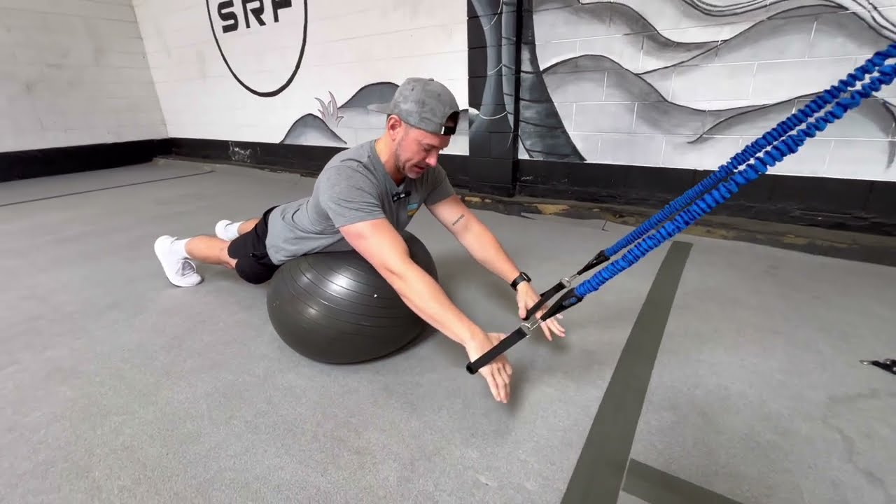 Endurance Paddling on Stability Ball with Resistance Bands