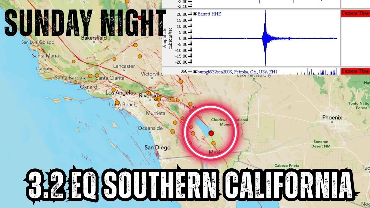 Southern California Earthquake activity near San Andreas Fault. Sunday Night update.