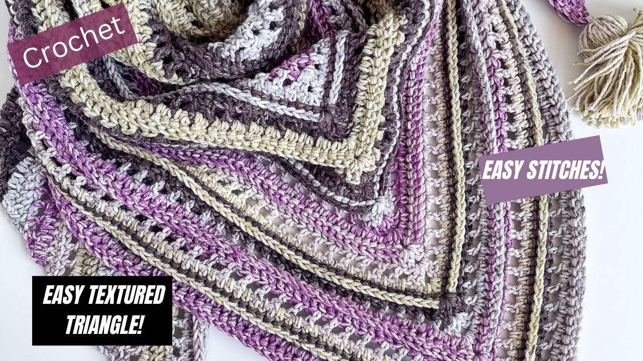 Crochet Triangle Scarf with Beautiful Texture and Easy Stitches!