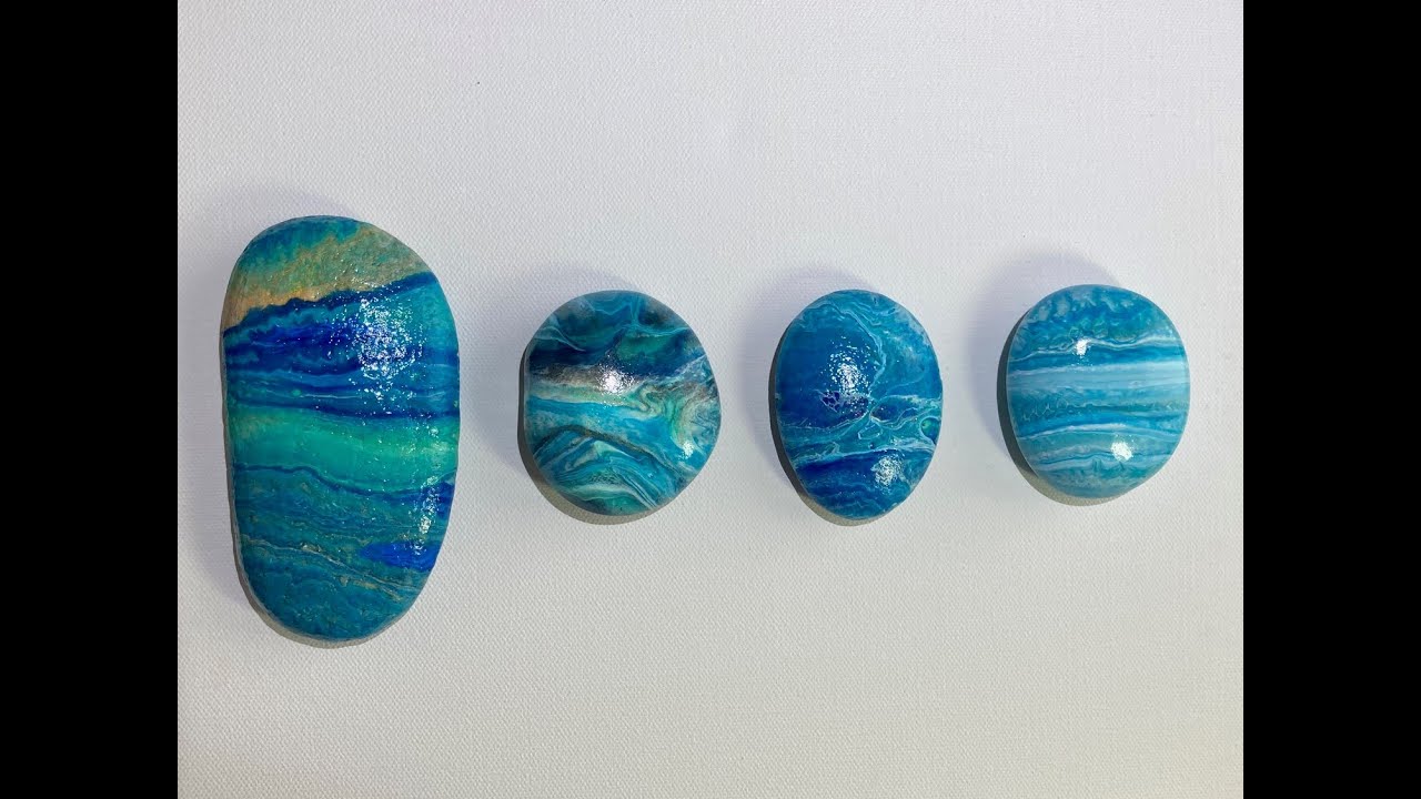 #3 Acrylic Paint Pouring on Beach Rocks