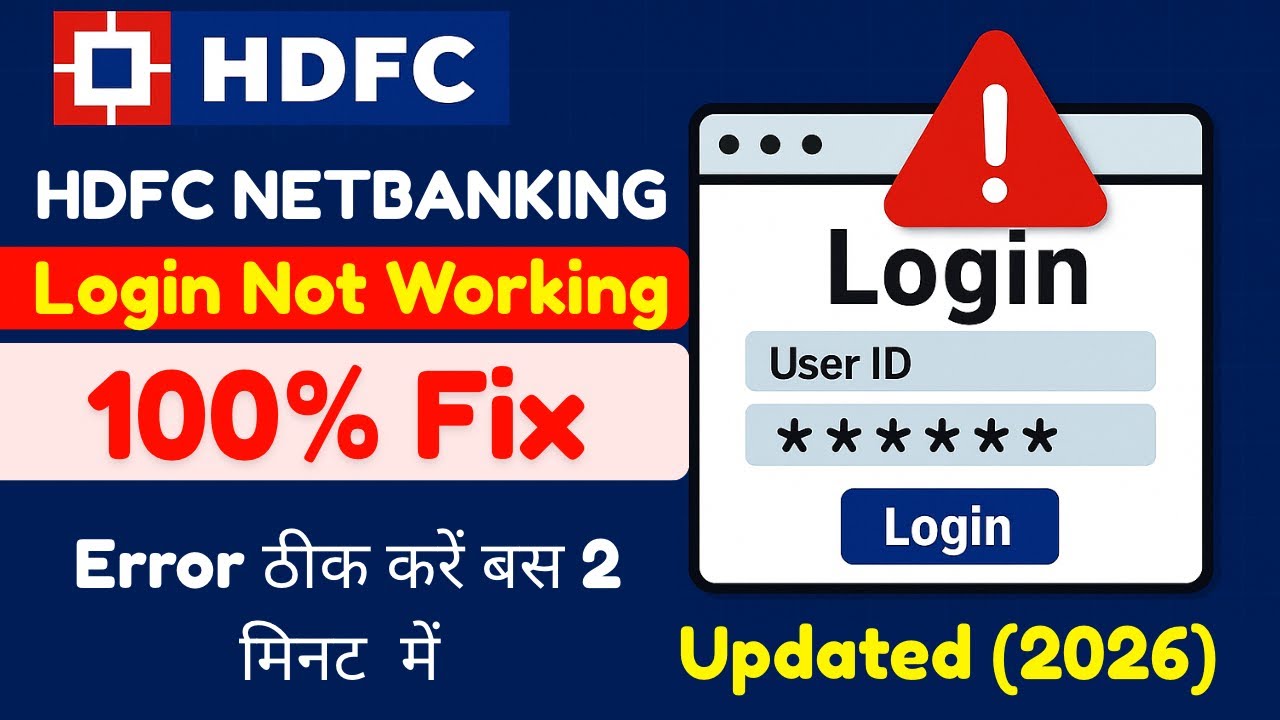 HDFC NetBanking Login Not Working? 100% Working Fix (2026 Updated)