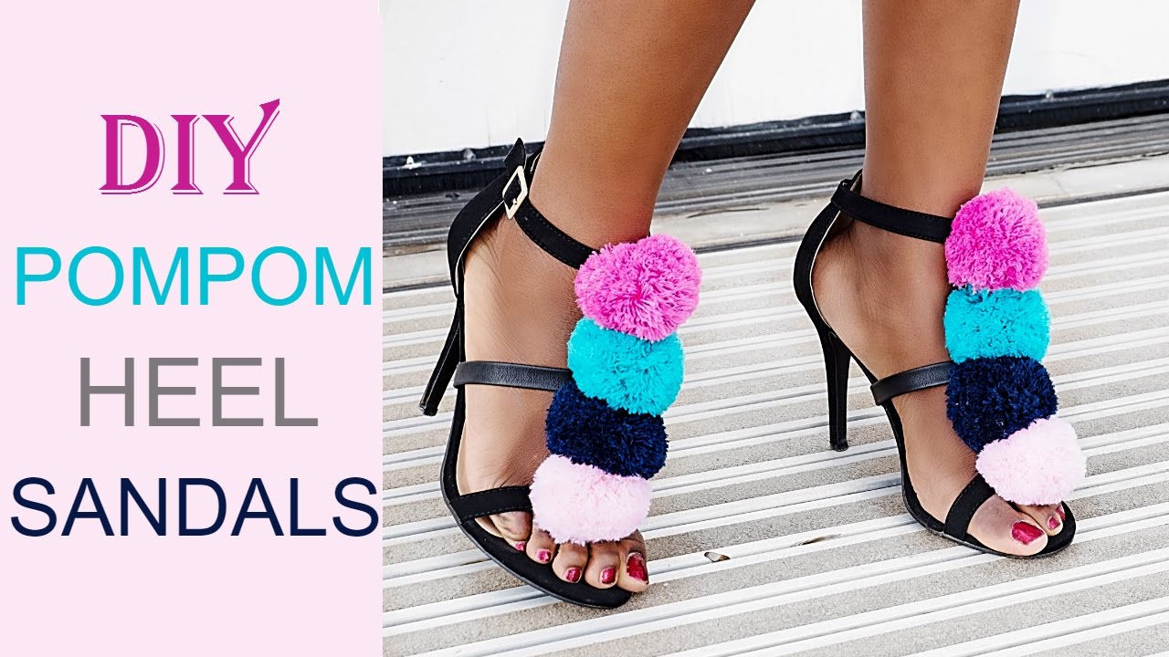 How To: DIY Pom Pom 3 Strap Heel Sandals