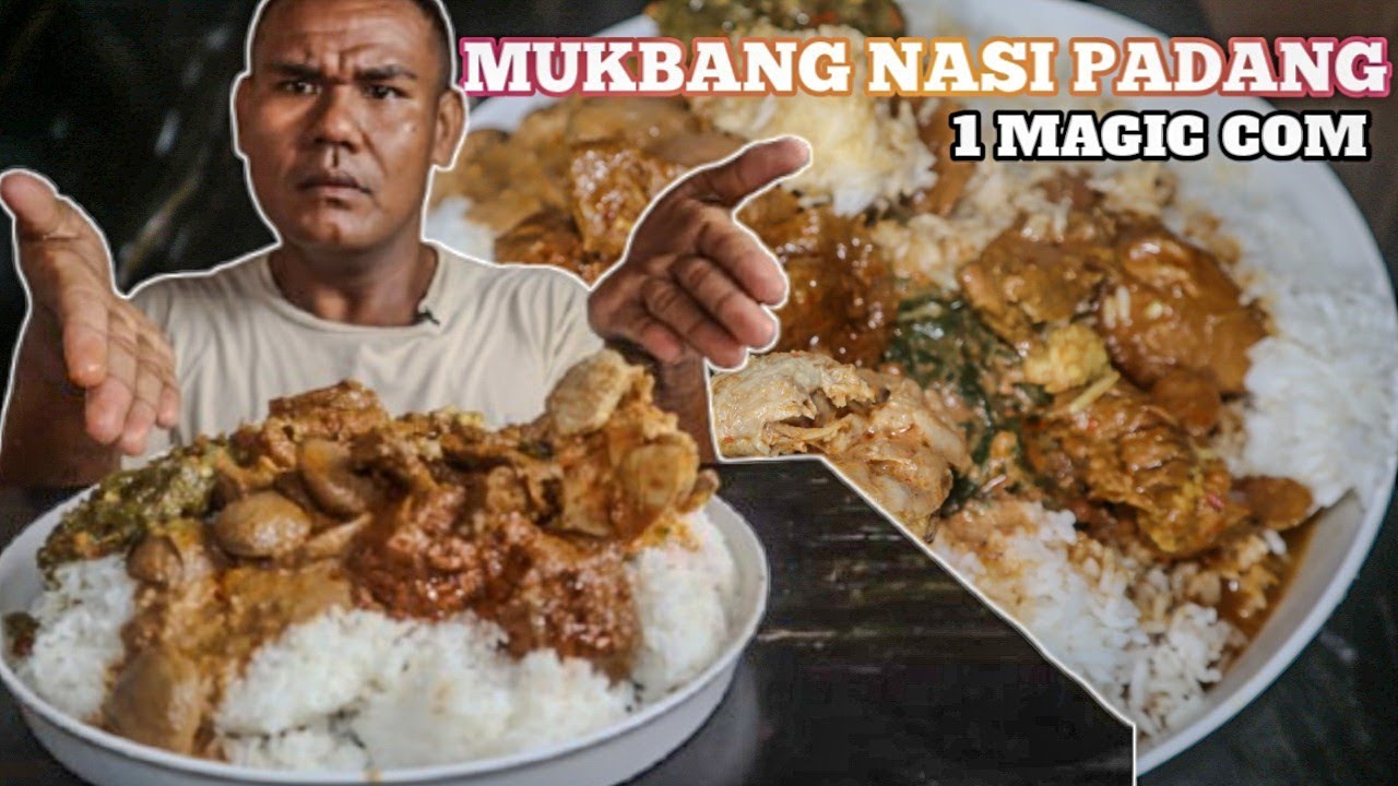 Nasi satu Magic com! Mukbang Nasi Padang Porsi Martin mp #mukbang #food #nasipadang #eatingshow
