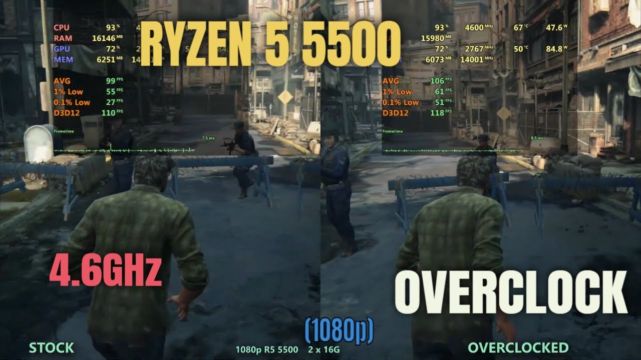Ryzen 5500 Overclock Versus Stock Speed