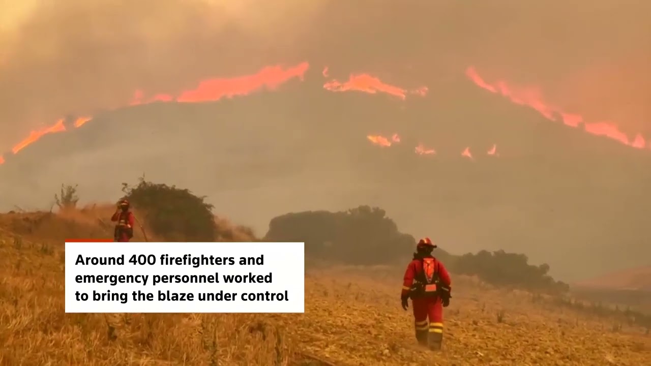 Firefighters battle wildfire in northern Spain