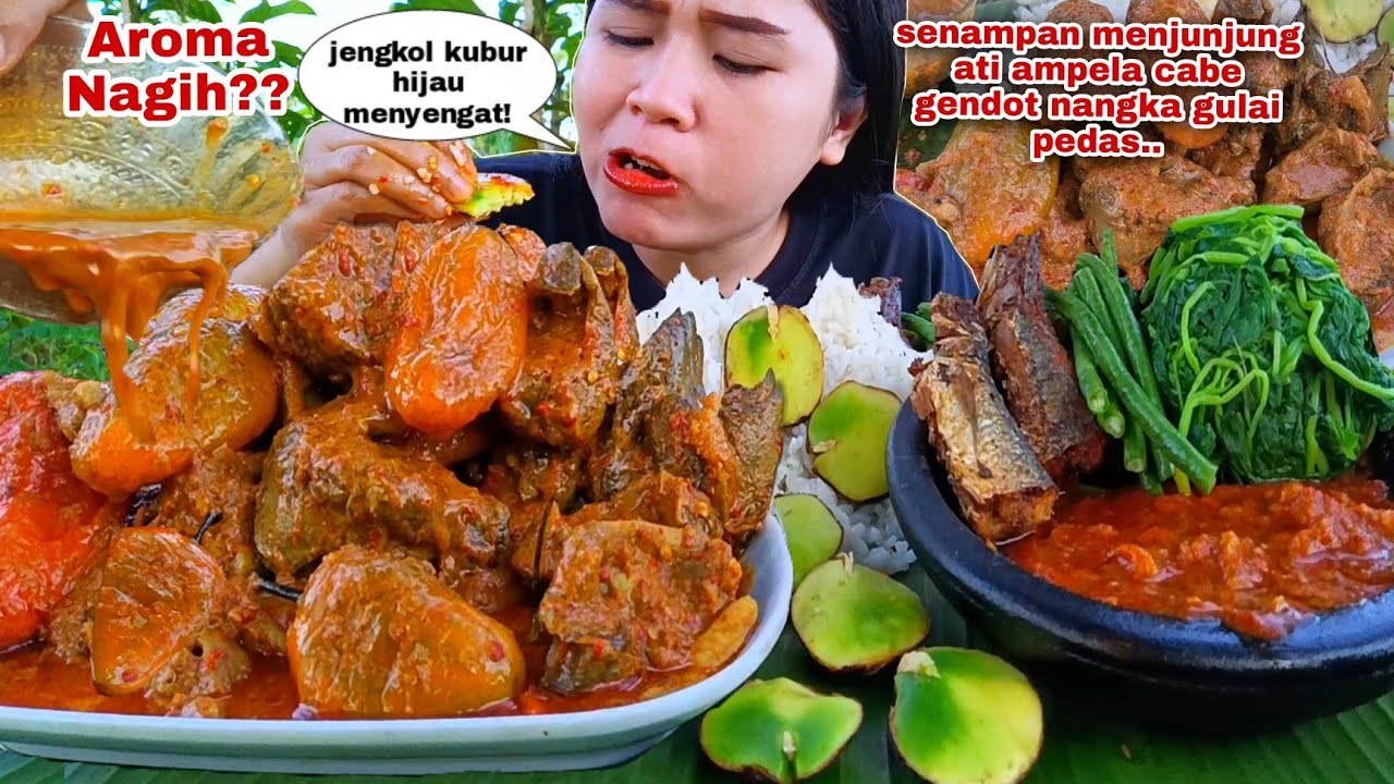 NAMBAH KARBO⁉️ GULAI PEDAS HATI AMPELA CABE GENDOT SAYUR NANGKA LALAPAN JENGKOL TUA MENTAH SAMBAL