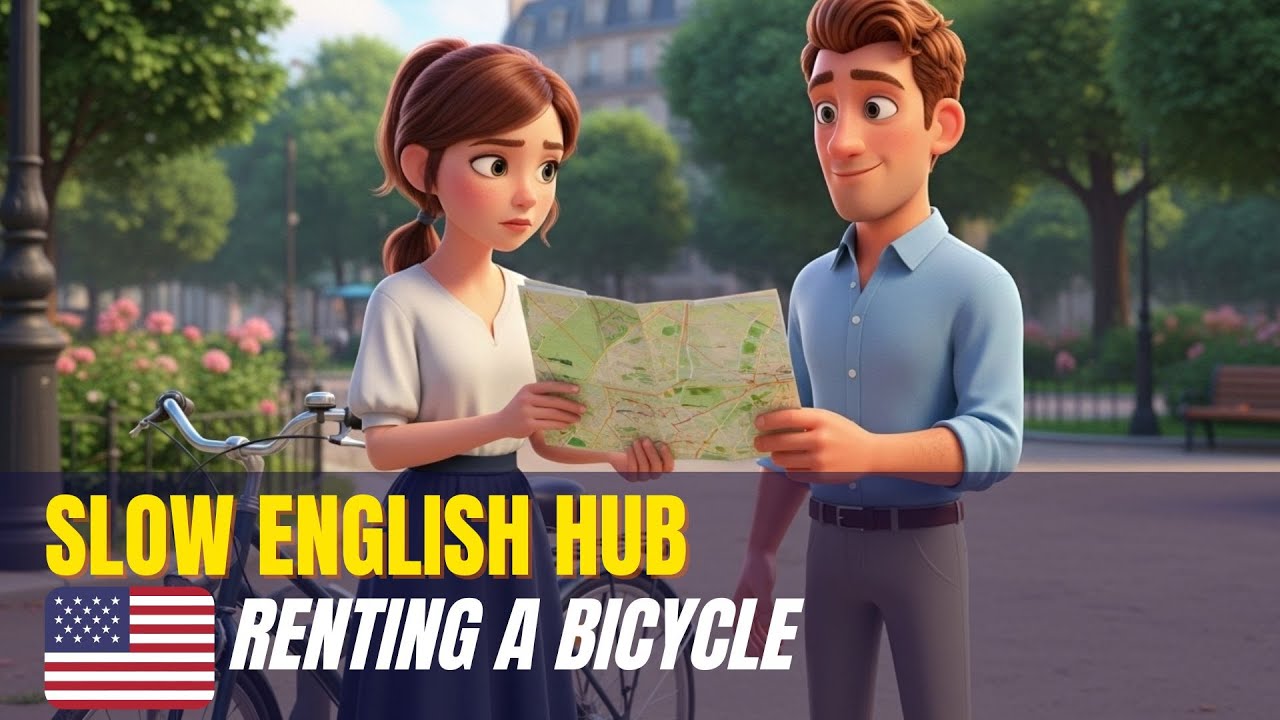 Slow English Conversation – Renting a Bicycle | Easy English for Beginners