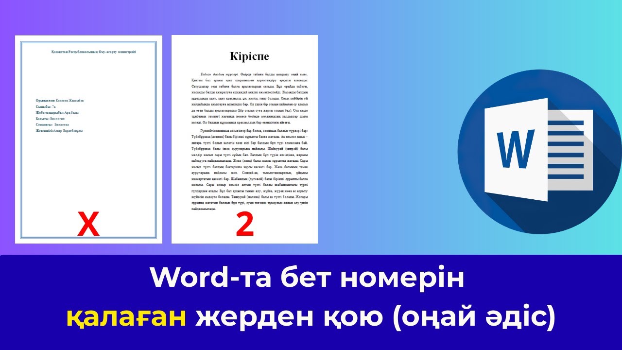 Word-та беттерді номерлеу: кез келген беттен бастап қою | Нумерацияны дұрыс жасау