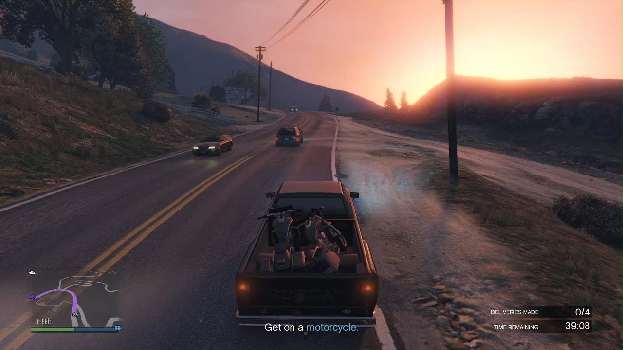 Grand Theft Auto V Biker sell mission using the Bobcat to take 2 at a time..