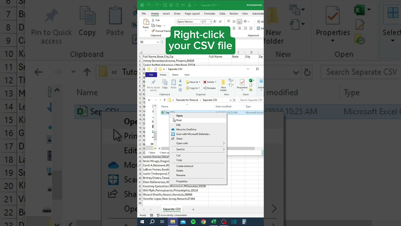 S&eacute;parer les fichiers CSV dans Excel‼️ #excel
