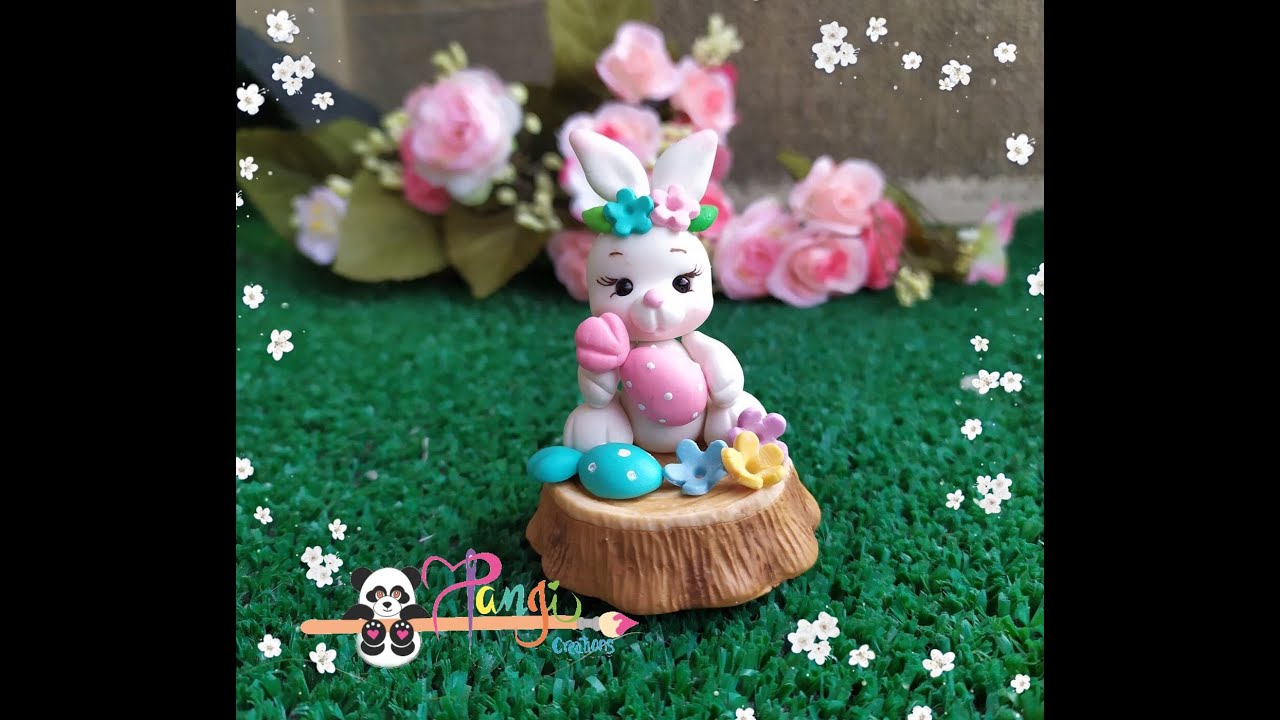Conejo de Pascua  (en porcelana fría )
