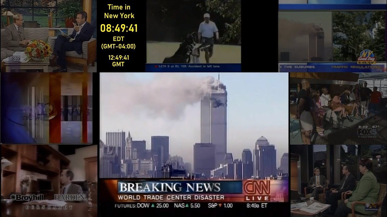 9/11 Attacks Real Time Dashboard - All Major News Coverage - September 11 2001, 06:00 to 10:00 EDT