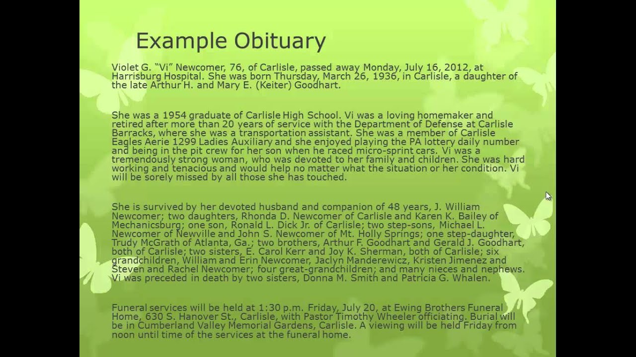 Writing an Obituary