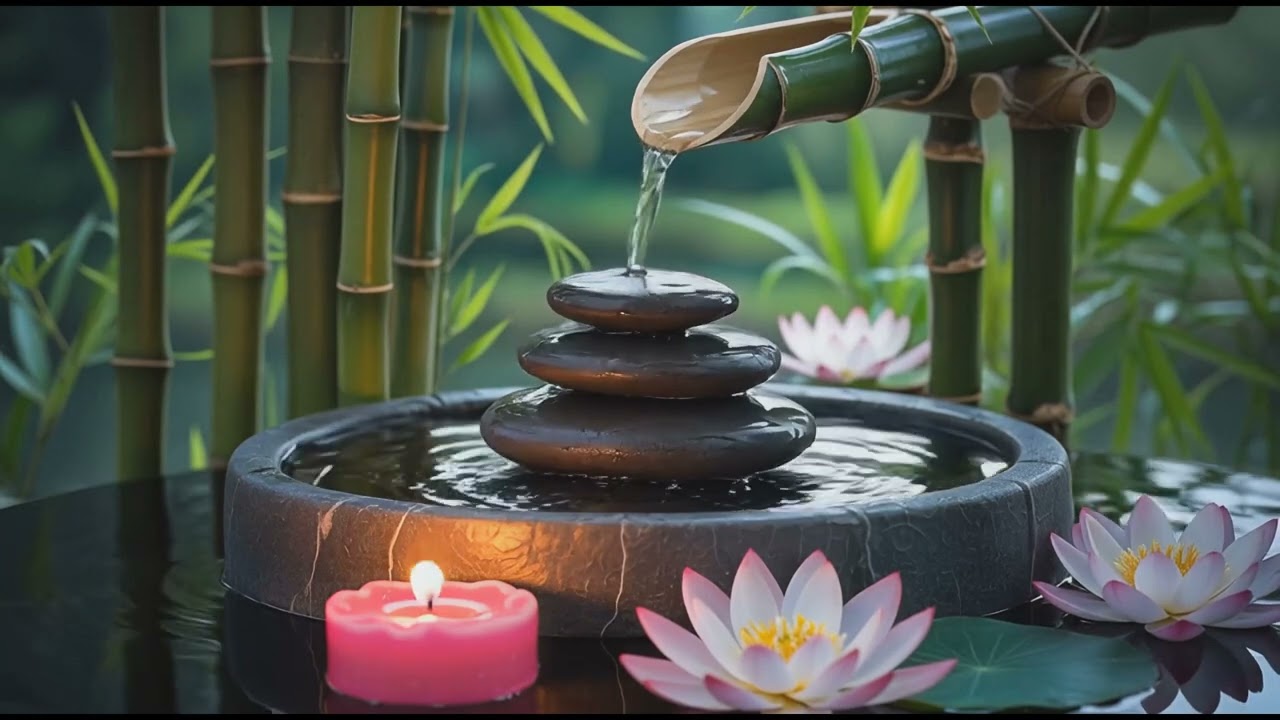 Relaxing Sleep Music + Bamboo Water Sounds 🌿 Deep Healing, Meditation, Mind Body, Deep Sleep