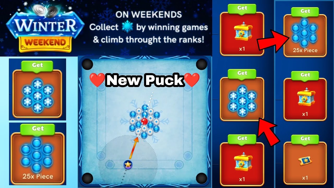 🌨️Winter Weekend Complete 🌨️ New Puck Gameplay 🌨️ Carrom disc pool Rowdyy