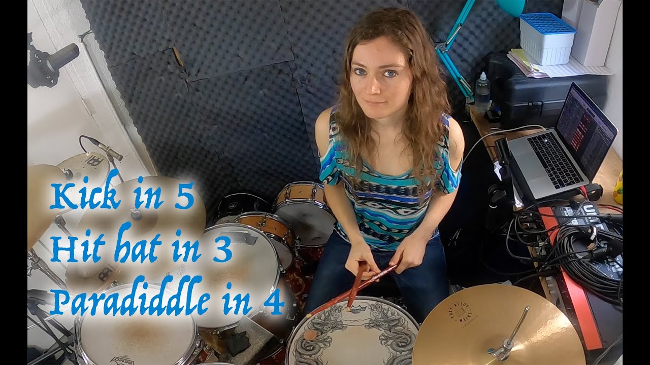 Polymeter exercice: Hi hat in 3/Kick in 5 over Hands paradiddle in 4