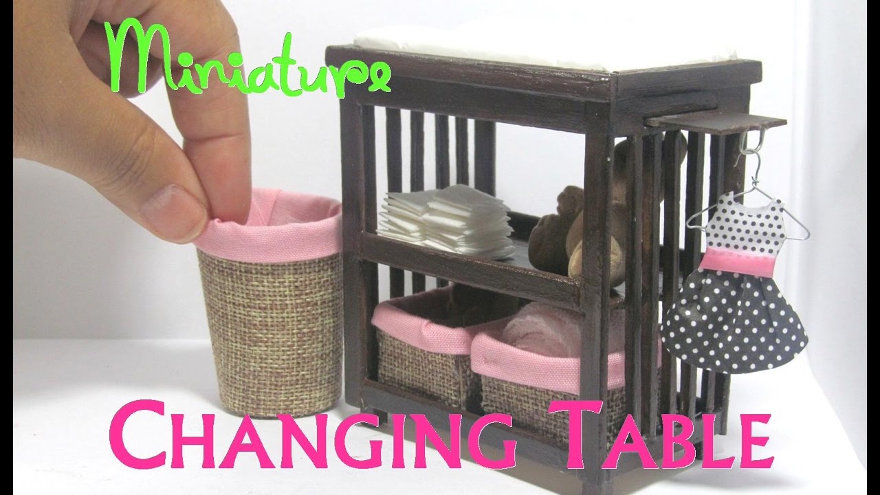 DIY Changing Table and Baskets Dollhouse Furniture Miniature Furniture Baby Nursery