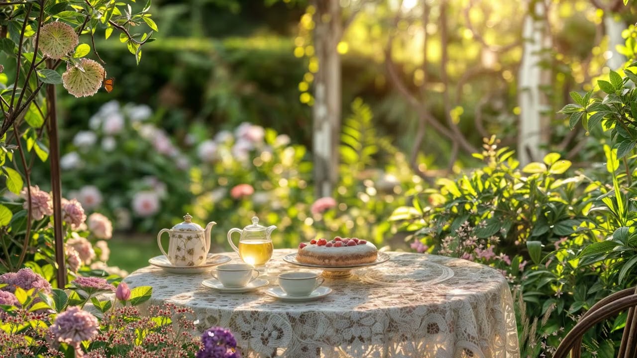 Tranquil Blooming Hideaway 🌷🎷 Cozy Jazz  With Tea Time & Serene Garden Vibes for Deep Relaxation