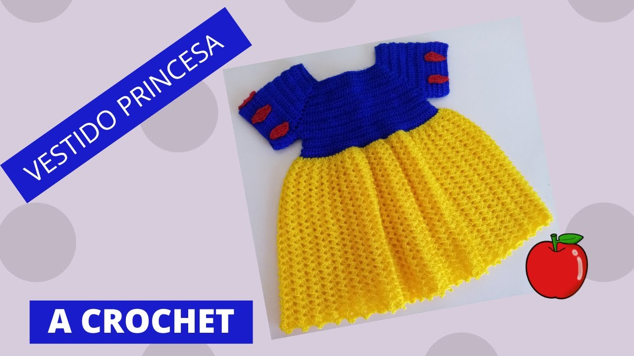 Hermoso  😍y fácil🍎 vestido blanca nieves a crochet🍎