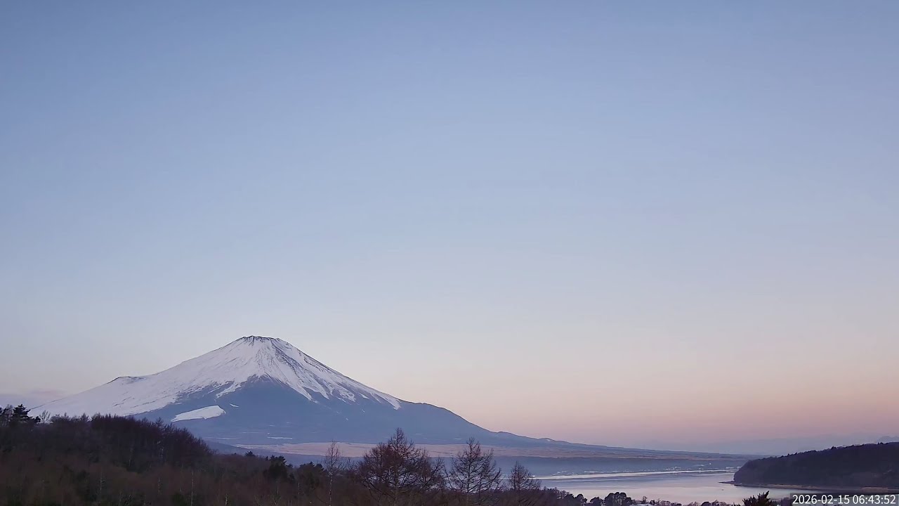 【毎日タイムラプス】2026年2月15日の富士山と山中湖の1日を100秒で再生 #富士山ライブカメラ #タイムラプス