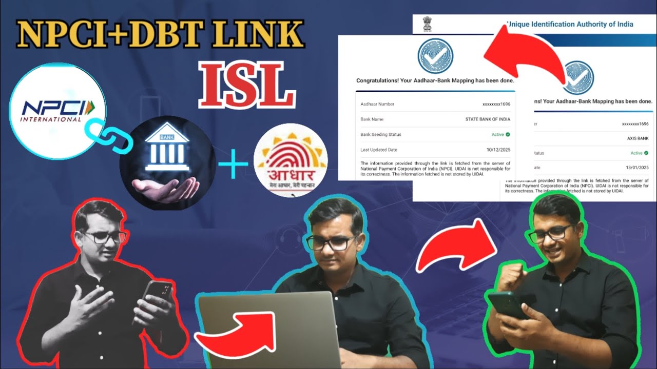 NPCI Link to Bank Account + Aadhar online | How to NPCI + DBT Link | SGY | ISL