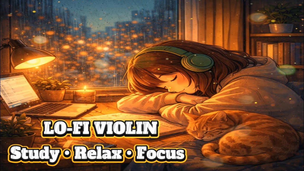 🔴🎻✨💤 Lo-Fi Violin Beat – Study, Relax, Focus 💫🐱📖💛