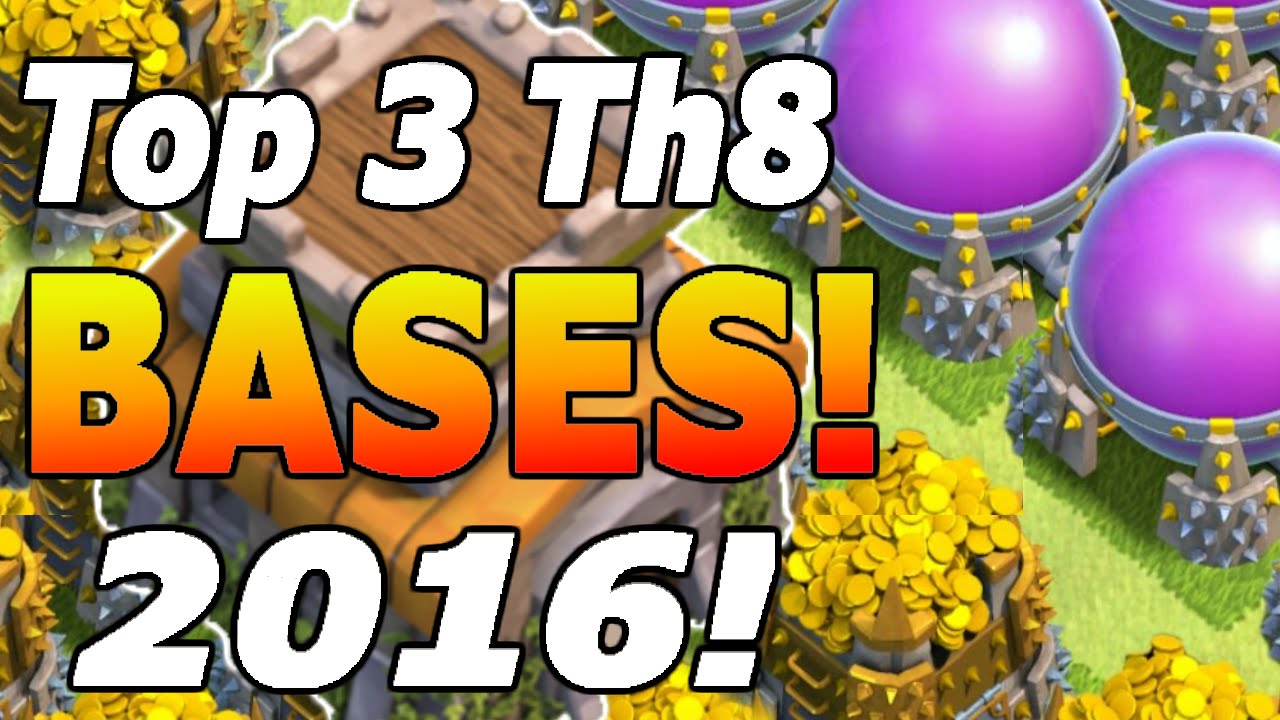 CLASH OF CLANS - TOP 3 TH8 FARMING BASE 2016! 
