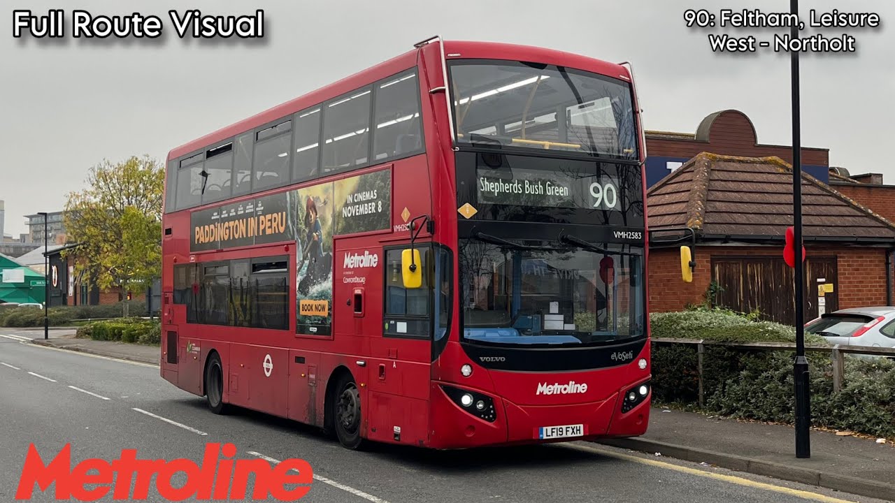 Full Route Visual | London Bus Route 90: Feltham, Leisure West - Northolt | VMH2531 (LF68 PXH)