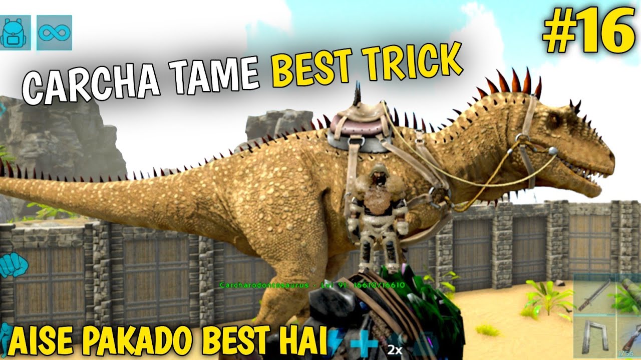 CARCHARODONTOSAURUS TAME AT LOW LVL FULL GUIDE | ARK ULTIMATE MOBILE EDITION | HINDI | EP #16