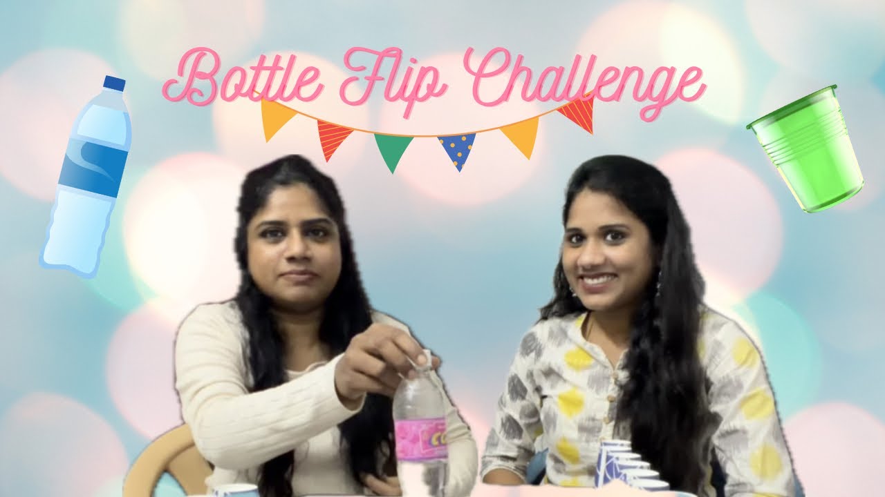 Bottle flip challenge | Meow sisters 