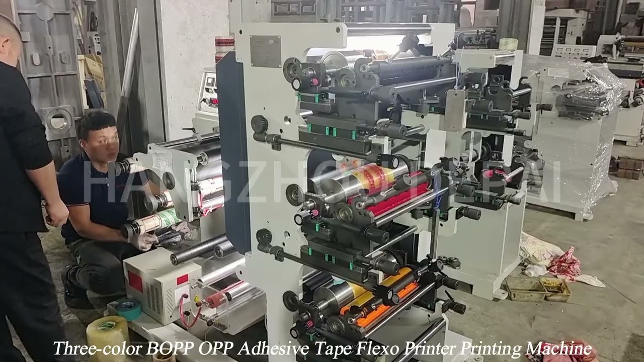 Three-color BOPP OPP Adhesive Tape Flexo Printer Printing Machine