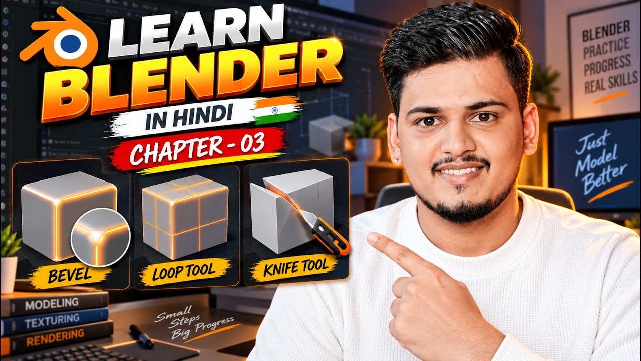 Learn Blender in Hindi ||Chapter-03 (Bevel, Loop Tool, & Knife Tool)