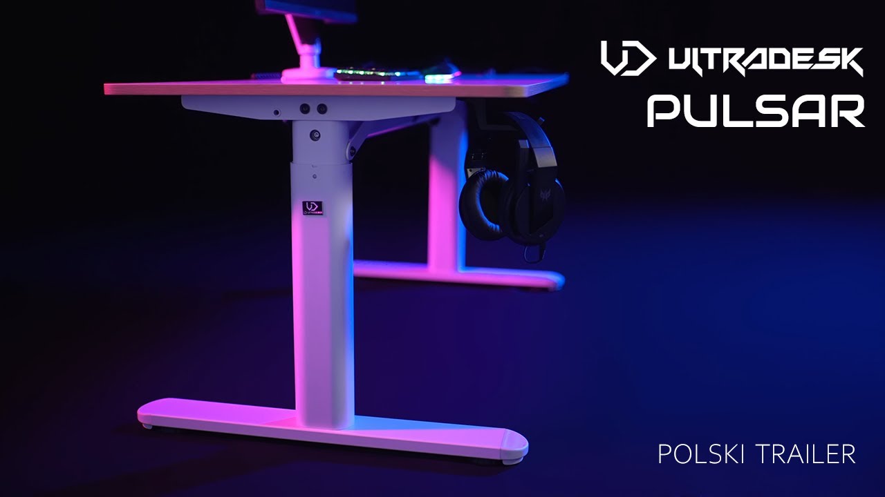 Ultradesk PULSAR - Małe biurko komputerowe z elektryczną regulacją wysokości i akcesoriami