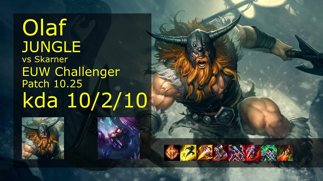 Olaf Jungle vs Skarner - EUW Challenger 10/2/10 Patch 10.25 Gameplay