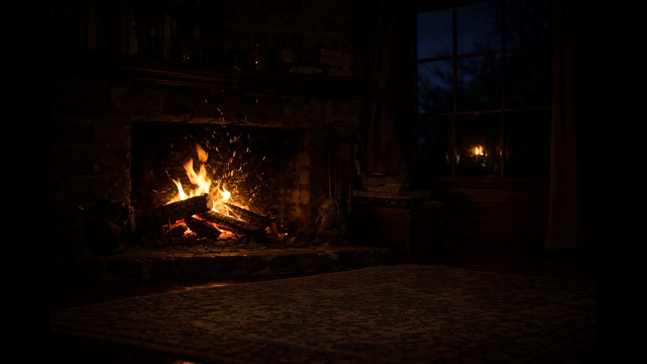 Dark Room Fireplace Ambience, Deep Crackling Fire Sounds for Sleep & Anxiety Relief