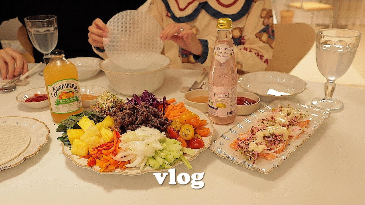 [남편과 먹방 vlog] 월남쌈,파인애플볶음밥,스테이크덮밥,안창살파스타,바나나토스트,아보카도 토스트