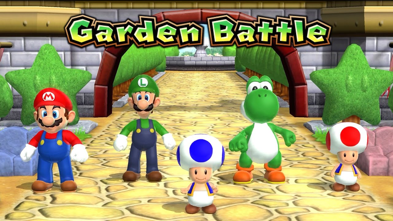 Mario Party 9 - Mario Vs. Luigi Vs. Yoshi Vs. Toad | Garden Battle