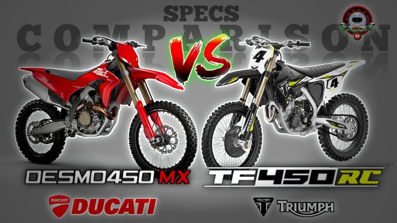DUCATI DESMO450 MX vs TRIUMPH TF 450-RC SPECS COMPARISON