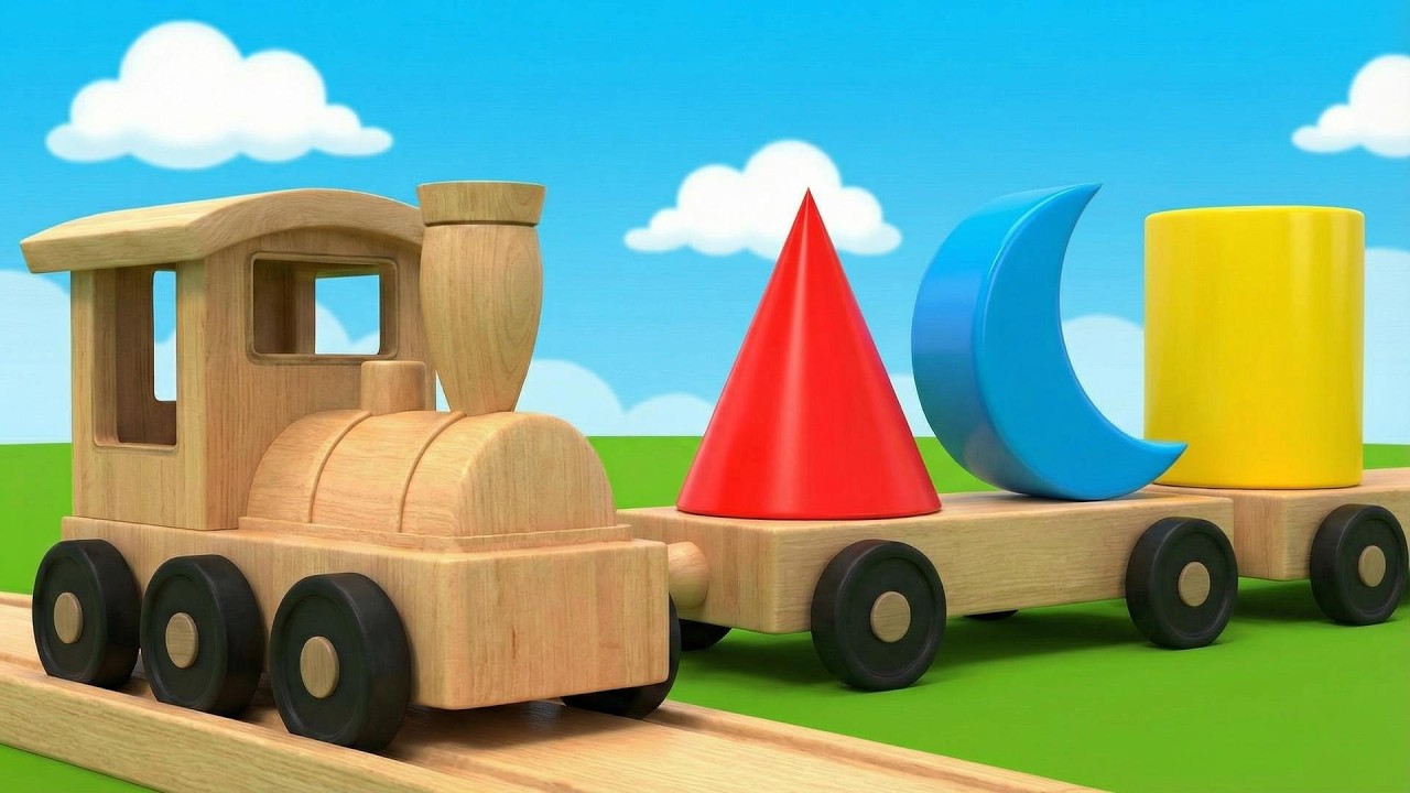 Shapes Train Song with 3D Objects |  Cone, Crescent & Cylinder for Toddlers  🚂