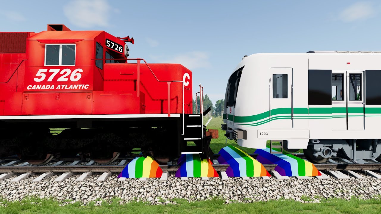 Trains Vs Speed Bumps #37 - Beamng.Drive