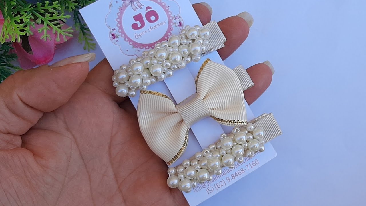 Hair clip luxuoso com chuva de pérolas  #comdicasdeuso
