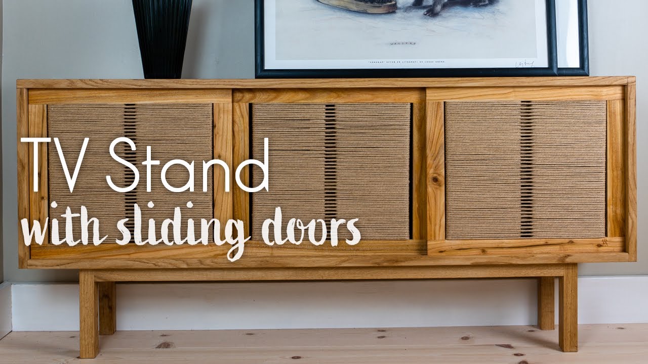 TV stand with sliding doors (woven with danish cord)