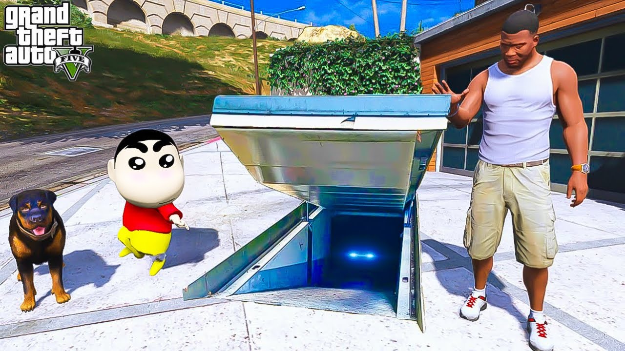 Shin Chan & Franklin Found a Secret Bunker Underground of Franklins House in Gta 5 in Telugu