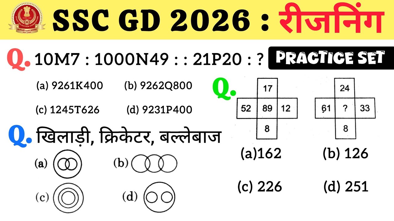 SSC GD 2026 Reasoning Classes | SSC GD Reasoning Practice - Set | Reasoning | Top Exam Reasoning 