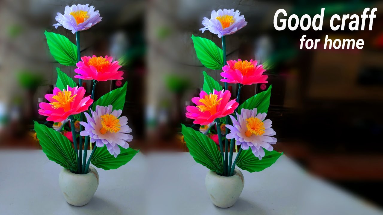 beautiful flower craft-how to make flower-home decoration ideas #3dflowermaking#3dpaperflower