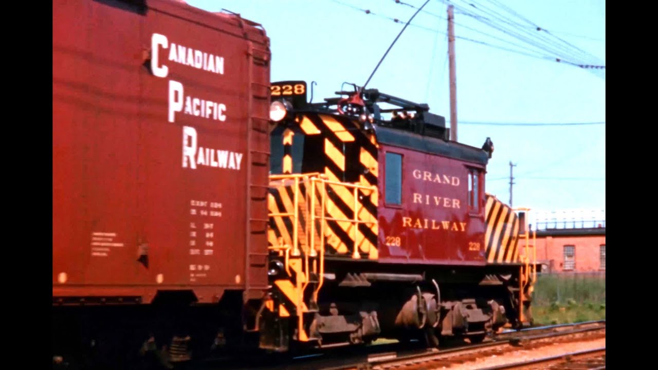 Electric Freight Trains in Cambridge, Ontario - 1950s Film